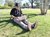 Palomar student Marshall Harmon studying on the lawn in front of the library Jan. 25. Youssef Soliman/The Telescope