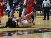 Palomar College guard Shelby Ricker #52 fights over a lose ball with Imperial Valley College forward Charlene Charles #4 during the Feb. 10 game at the Dome. Final score 87-23 Comets. Tracy Grassel/The Telescope