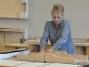 Palomar student Mary Morris attend her first year of basic where she has to measure cut and assemble an clock in Palomar ‘s woodshop shop classes. Johnny Jones / the telescope.