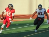 Palomar quarterback Risaiah Busurto (12) avoids the rush of Long Beach City College defensive tackle Shalom Tupua (97) during the second quarter. The Comets were defeated 27-17 by the Vikings Sept. 12 at Wilson Stadium in Escondido Calif. Philip Farry / The Telescope