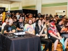 NerdCon visitors ask question to panel member Dr. Janina Scarlet from La Jolla on Aug. 22 at California Performing Arts Center. Hanadi Cackler/ The Telescope