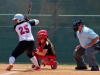 Sophomore third baseman Iesha Hill preps to swing in the bottom of the first inning. She singled to left field, stole second and then scored. The Comets won the game 15-6 in 5 innings against Imperial Valley on April 15. Photo by Michaela Sanderson/The Telescope