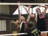 October 2,2013 | Comet's Katy Harlow (left) and Maci Lemo (right) goes goes in for a block from their opponent at the Palomar College Dome. Guillermo Escamilla / Telescope