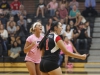 October 2, 2013, San Marcos, CA| Rocky Crook (3) and Jelisa Navarette (1) celebrate a point against Grossmont College. PHOTO CREDIT: Yolanda Granados/ Telescope