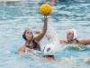 Palomar water polo player Gabriela White shoots while Emily Krasovich and Martina Hamilton provide defense on Oct. 9 in the Wallace Memorial pool. • Xenia Spatacean/Telescope