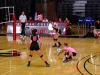 #1 Haley Farnum digs the ball as (left to right) #8 Madi Stark, #4 Rylee Zimmerman, # 7 Ashli Pardi watch Sept. 10, 2014. •Philip Farry / The Telescope