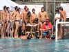 Coach Chad Aronen getting the players ready for their game vs. Southwestern at the Wallace Memorial Pool for the home opener on Sept. 10, 2014. Photo: Meredith James | The Telescope