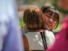 Ena Miyauchi, who lost her friend because of the tragic car accident, and Ismene Vassiliadis, a counselor at Palomar College hagging her after her speech, Sep.19, 2014: Yoshikazu Yamashita/ The Telescope