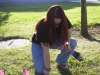 Palomar student Jennifer Ratliff a veteran volunteers to place American Flags for the 9/11 remembrance on the student union lawn. Photo: Paul Nelson | The Telescope