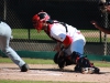 Catcher Francis Christy (#33) blocks a pitch in the dirt from his pitcher at Palomar’s home opener against Golden West College on Feb. 1st at Myer’s Field. Despite some clutch pitching from starter Zach Wilkins and three relievers, the Comets lost 2-1 to the Rustlers in 14 innings. Scott Colson/The Telescope