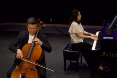 Paul Tseng and Ching Ming Cheng warm up before their show for concert hour at Palomar College on Oct.9, 2025.