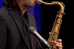 Dylan Soto plays saxophone during The Soto Six performance at Palomar College’s free Concert Hour series in the Performance Lab on Feb. 19.