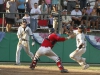 Palomar’s Francis Christy applies the tag to San Joaquin Delta runner Collin Theroux in the third inning for the out. The Mustangs won the game 14-7 May 24 at Euless Park in Fresno and eliminated the Comets from the Final Four. The Comets finished the season with a 37-8 record. Philip Farry / The Telescope