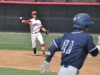 Palomar's second baseman Mitch Gallagher (20) fields a ground ball and throws the runner out at first base March 25 at the Palomar College Ballpark against San Diego Mesa. Palomar would go on to win 9-3. Aaron Fortin/ The Telescope