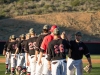 Palomar players at the end of the game on Feb. 9 that ended in a win against Orange Coast 6-3 at the Palomar College Ballpark. Olivia Meers/The Telescope