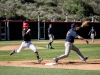 Palomar’s Mitchell Gallagher (20) is out by Orange Coast's James McLellan (35) Feb. 9 at the Palomar College Ballpark. Olivia Meers/The Telescope