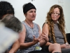 Iana Quesnell (center) describes her process in creating her graphite works, Marisol Rendon (right) listens during the artists panel discussion for the recent show “Sharp Contrast”, a drawing studying, at Palomar College, Tuesday Sept. 22, 2015. Quesnell goes into detail about her drawings and the involvement of her family history, she has two large scale pieces in the show as well as a video installation that shows the movement in working at the register of Trader Joes. Brandy Sebastian/The Telescope