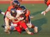 Palomar Running Back Deviante Sayles takes the ball up the middle for a gain of two yards, Sayles finished the game with 24 carriers for 61 yards. Palomar opened their season Sept. 5 on the road in Glendora Calif. against Citrus College. The Comets beat the Owls 24-14. Philip Farry / The Telescope