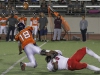 Palomar cornerback Devyn Comer (55) just misses sacking Citrus College quarterback Brian Meyette (18) during the third quarterPalomar opened their season Sept. 5 on the road in Glendora Calif. against the Owls. The Comets beat the Owls 24-14. Philip Farry / The Telescope