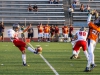 Palomar punter Sam Tapia punts during the second quarter, Tapia finished the night with 8 punts for 326 yards (2 punts inside the 20 and a 53 yard punt). Palomar opened their season Sept. 5 on the road in Glendora Calif. against Citrus College. The Comets beat the Owls 24-14. Philip Farry / The Telescope