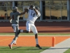 Palomar’s Michael Moore (4) is not able to knock the ball away from Fullerton College’s wide receiver Katavious Taylor (15) during the third quarter. Referees called the catch a touchdown which increased the score to 35-7. The Hornets defeated the Comets 42-14 at Wilson Stadium in Escondido on Nov 7. The Comets dropped their record to (3-6,1-4). Philip Farry / The Telescope