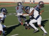 Palomar’s Daviente Sayles (6) breaks through the Fullerton College defenders and is heading for a touchdown; however, he trips over teammate Dakota Jones (82) and only gains 7 yards on the play. The Hornets defeated the Comets 42-14 at Wilson Stadium in Escondido on Nov 7. The Comets dropped their record to (3-6,1-4). Philip Farry / The Telescope