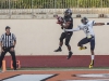 Palomar’s Wayne Ganan (3) leaps to catch a touchdown during the third quarter. The Comets hosted the Olympians at Wilson Stadium's Chick Embrey Field in Escondido, Calif. Sept 19. The Comets won the non-conference game 42-21. Philip Farry / The Telescope