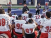 Palomar head football coach Joe Early (top center) talks to his team after defeating Santa Ana College 37-27 at Santa Ana Stadium in Santa Ana on Nov 14. The win improved the Comets record to 4-6 (2-4 in the Southern Conference). Philip Farry / The Telescope