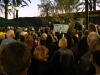Imam Fayaz Nawabi, Rabbi Josh Burrows, Issam Lagrichi, Pastor Greg Bostrom and Yusef Miller address participants prior to an interfaith candlelight vigil that honored the memory of the victims of San Bernardino massacre. The event was hosted by the Christ Presbyterian Church of Carlsbad, the Jewish Collaborative of San Diego and the the North County Islamic Foundation. Dec. 8, 2015 in Carlsbad. Photo by Lou Roubitchek / The Telescope