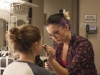 Make-up artist and Palomar student, Jessica O'Connor, works on transforming model, Dani Starkey, to look like an elderly woman during a make-up session on Feb 26. Claudia Rodriguez/The Telescope