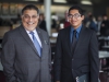 Dr. John J. Halcon (l) with Palomar College ASG President Mario Gaspar at the groundbreaking ceremony for the new library and Learning Resource Center on May 8 in the Student Union. Stephen Davis/The Telescope