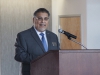 Dr. John J. Halcon addresses attendees at the groundbreaking ceremony for the new library and Learning Resource Center on May 8 in the Student Union. Stephen Davis/The Telescope