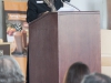 Palomar Library department chair Linda Morrow, addresses attendees at the groundbreaking ceremony for the new library and Learning Resource Center on May 8 in the Student Union at the San Marcos campus. Stephen Davis/The Telescope