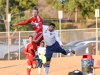 Palomar's midfielder Austin Rizzo, #11, and San Diego Mesa College’s Martin Ortega, Forward #5, leap for a header for Palomar’s at Minkoff Field, Nov. 10, 2015. Final score 1-2 for a Palomar loss in the Pacific Coast Athletic Conference. Brandy Sebastian/The Telescope