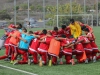 Palomar Men’s soccer team takes a knee prior to the start of the game against visiting Moorpark College Sept 1 at Minkoff Field. The Comets defeated the Raiders 3-0 to earn their first win of the season. Philip Farry / The Telescope