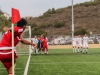 Palomar ‘s Lalo Vasquez (far left) delivers a corner kick in the first half against visiting Moorpark College Sept 1 at Minkoff Field. The Comets defeated the Raiders 3-0 to earn their first win of the season. Philip Farry / The Telescope