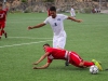 Palomar’s Juan Garcia falls to the ground trying to work his way around a Moorpark College defender during the second half of the non-conference game played at Sept 1 at Minkoff Field. The Comets defeated the Raiders 3-0 to earn their first win of the season. Philip Farry / The Telescope