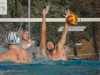 Palomar’s Arnie Schmidt (2) blocks a Grossmont College players shot during the second half. The Comets beat the Griffins 19-8 Oct. 21 in their final home game held at the Wallace Memorial pool. The win improved the Comets record to 7-1 in the PCAC and clinched a tie for the conference title. Philip Farry / The Telescope