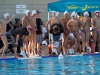 Palomar coach Chad Aronen (center) talks to his players during a timeout at the 2015 Men's Water Polo Pacific Coast Athletic Conference on Nov. 7 at the Ned Baumer pool. The Pacific Coast Athletic Conference (PCAC) is an intercollegiate athletic conference governed by the California Community College Athletic Association (CCCAA). Palomar played Mesa in the Championship final but lost 10 - 6. The Comets took second place overall. Coleen Burnham/The Telescope