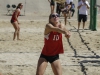 Palomar's Kelli Iverson sets the ball for her partner Gabby Hutzler (not pictured) during the first set against MiraCosta college. The Grossmont Griffins hosted both MiraCosta Spartans and Comets in sand volleyball Friday 20 March. The Comets lost to the Spartans 4-1 and to the Griffins 5-0. Philip Farry | The Telescope.