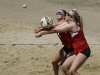 Palomar’s Haley Fanum (1) and Ashli Pardi (4) both dig for the ball at the same time against MiraCosta college. The Grossmont Griffins hosted both MiraCosta Spartans and Comets in sand volleyball March 20. The Comets lost to the Spartans 4-1 and to the Griffins 5-0. Philip Farry | The Telescope