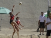 Palomar’s Haley Fanum (1) spikes the ball as her teammate Ashli Pardi (4) watches against MiraCosta college. The Grossmont Griffins hosted both MiraCosta Spartans and Comets in sand volleyball March 20. The Comets lost to the Spartans 4-1 and to the Griffins 5-0. Philip Farry | The Telescope.