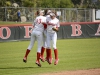 Palomar comet outfielders pump each other up before the start of the game. The Comets would go on to win at home with a score of 8-0 against Mt. San Jacinto. Seth Jones / The Telescope