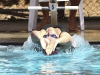 Palomar swimmer Chelsea Sommer competes in the 50 yard backstroke held March 13 at the Wallace Memorial Pool. The Comets sweep visiting Southwestern College, The men’s team won 172-86 and the Women’s team won 128-82. Philip Farry / The Telescope