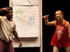 (L-R)Colette Culbetson and Kofi Ofori. teach us how to make war in one of the skits from the play "Too much light makes the baby go blind" at a dress rehearsal Thursday evening at Palomar College Nov. 12. Patty Hayton / The Telescope