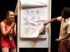 (L-R) Colette Culbetson and Kofi Ofori teach us hos to make war in one of the skits from the play "Too much light makes the baby go blind" at a dress rehearsal Thursday evening at Palomar College Nov. 12. Patty Hayton / The Telescope