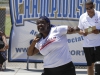 Palomar’s De’ondra Young launches the shot put during the Pacific Coast Athletic Conference Track and Field Championship held at Mesa College April 18. Young won the event with a throw of 37 feet. Philip Farry / The Telescope.