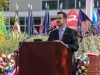 Ryan WIlliams, US Navy Veteran, provides an introduction and functioned as the emcee at the Veteran's Day ceremony held in the Student Union quad. Nov. 10, 2015. Lou Roubitchek / The Telescope