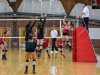 Palomar’s Madison Stark, #8, spikes a ball against Grossmont’s blockers Janelle Ayala (L) #16 and Robyn Arthur (C) #1 at a home game, the Dome, Wednesday, Sept. 30, 2015. Brandy Sebastian/The Telescope