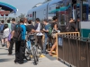 Palomar students entering and exiting the eastbound Sprinter at the Palomar stop on Aug. 18, 2015. Lou Roubitchek/The Telescope